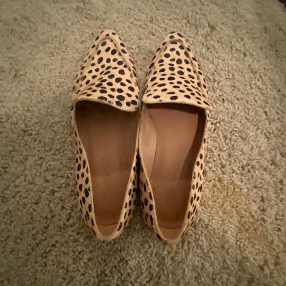 Madewell Frances skimmer mule in dotted calf hair